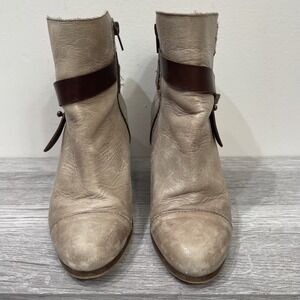Rag & Bone Harrow Tan Distressed Leather Boot Women's EU 36 US 6 Stacked Heel